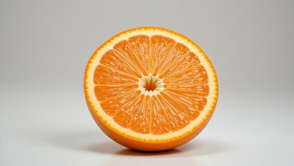 Vibrant Freshly Sliced Orange Fruit Displayed Against Neutral Background
