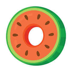 Cute inflatable swim ring shaped like a juicy watermelon slice, great for summer pool fun.