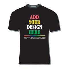 ADD YOUR DESIGN HERE TEXT T-SHIRT DESIGN WITH MOCKUP TEMPLATE FOR PRINT, POSTER, CARD, MUG, BAG, INVITATION AND PARTY.