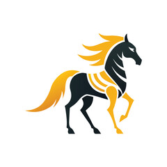 Flat and Minimal a Horse animal Skeletons logo vector illustration isolated on white background