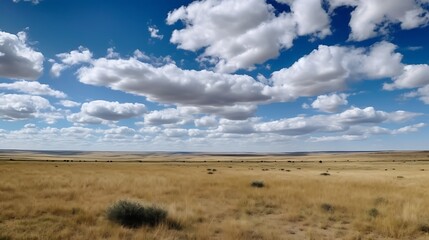 Prairie Landscape with Blue Sky.