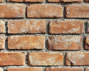 Obraz premium Brick wall of orange blocks with visible gray mortar