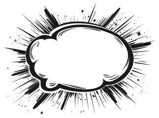 PNG Speech bubble in a comic-style art illustration black.