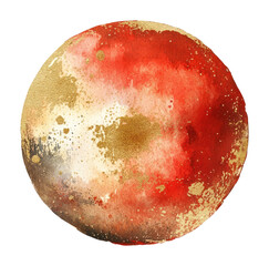 Obraz premium PNG Red and gold watercolor sphere art illustration expression.