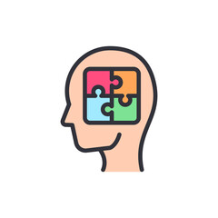 Human Head With Jigsaw Puzzle Pieces Concept Of Mental Processing