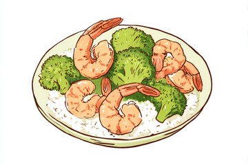 Shrimp and Broccoli Bliss Delicious Asianinspired food illustration.