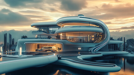 Obraz premium Futuristic room showcasing smart technology and clean design lines high resolution picture