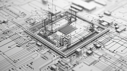 Fototapeta premium Complex circuit board design, intricate patterns