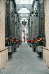 Beautiful narrow European-style street in Hanoi, Vietnam