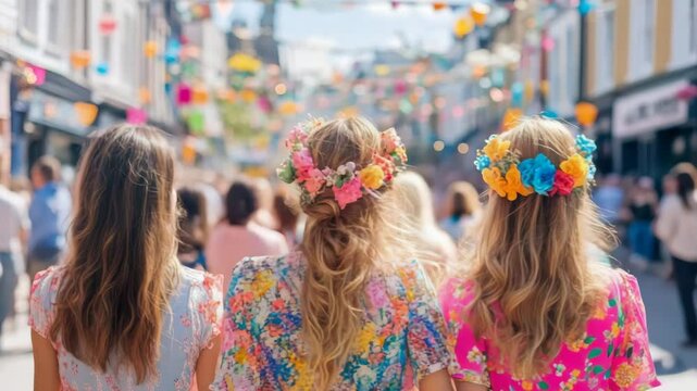 Floral Crowns on Festive Street
