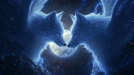 Sentinels of the Mystical Portal - Enchanted Winged Wolves