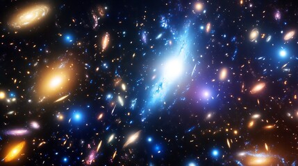 Fototapeta premium A super high-resolution galaxy cluster with realistic lighting effects 