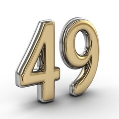 Forty-Nine: A Golden and Silver Number 3D Render