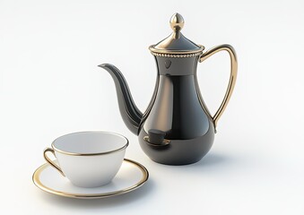 Elegant black and gold tea set