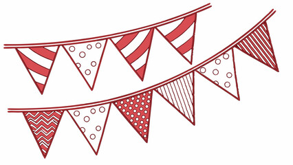 Fototapeta premium Vector Colorful red bunting banner with various patterns, perfect for festive celebrations and parties, adding cheerful touch