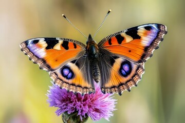 Naklejka premium Captivating butterfly landing on flower nature close-up vibrant beauty