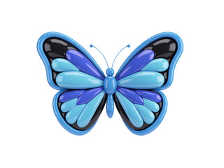 Fototapeta premium 3d render of a beautiful butterfly with blue and black wings on transparent background