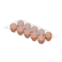 Egg Plastic Packaging Isometric View 3D Render Illustration