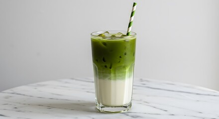 Iced Matcha Latte with a Straw - 1st Course