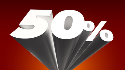 50% fifty percent 3d sign perspective extrude typography