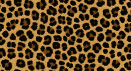 Fototapeta premium Classic Leopard Print Featuring Black Rosette Spots on a Tan Colored Wild Cat Texture Seamless and High Definition Background
