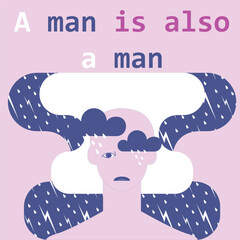 the concept of a new trend in men's mental health. The image of a man oppressed by life's difficulties. Psychological help for people