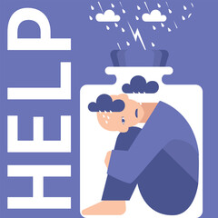 the concept of a new trend in men's mental health. The image of a man oppressed by life's difficulties. Psychological help for people