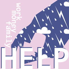 the concept of a new trend in men's mental health. The image of a man oppressed by life's difficulties. Psychological help for people