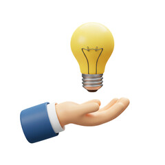 Hand Presenting Light Bulb Idea Innovation Solution Creativity