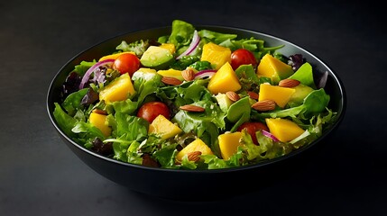 Fresh Salad with Mango, Tomatoes, and Almonds