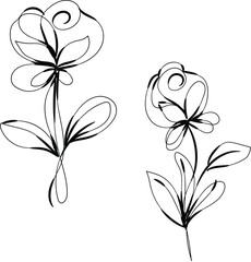 Elegant Minimalist Line Art Flowers Botanical Illustration Two Simple Floral Designs