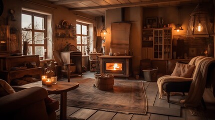Cozy Living Room Interior.
