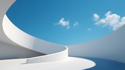 Abstract White Architectural Design with Blue Sky