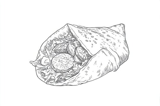 black and white wrap with vegetables clip art preview
