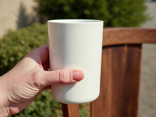 White Ceramic Mug: Simple Elegance in Sunlight
