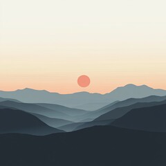 Obraz premium Sunrise over a misty mountain range