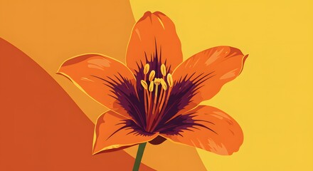 Fototapeta premium Orange Flower Illustration on Warm Colored Background