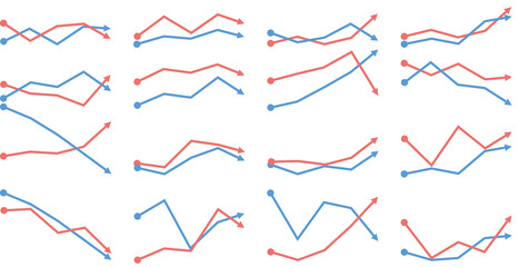 折れ線グラフのグラフィック素材イラスト