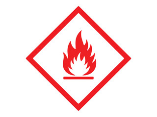 fire warning sign, Flammable sign. Flame image.