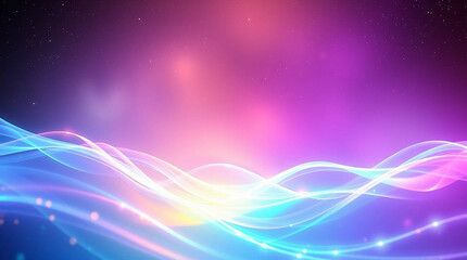 Obraz premium Abstract glowing backdrop design features smooth purple, pink, and blue light waves in a vector illustration