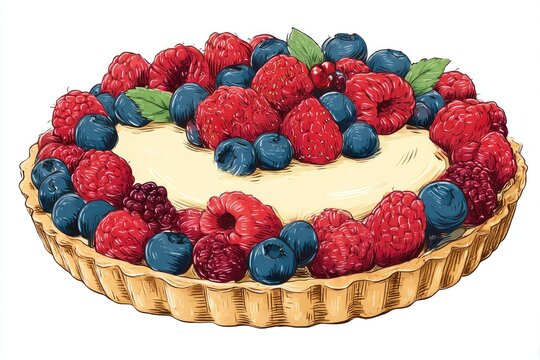 berry tart with red and blue berries clip art preview