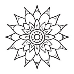 anti stress mandala coloring page, bold and easy mandala coloring page, mandala coloring page, line art, black and white illustration