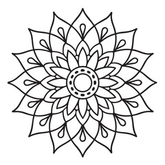 anti stress mandala coloring page, bold and easy mandala coloring page, mandala coloring page, line art, black and white illustration