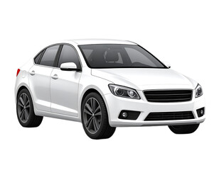 Sleek and Modern White Sedan: A pristine white sedan car, exuding elegance and style, perfect for transportation and travel. The car embodies modern design and comfort.