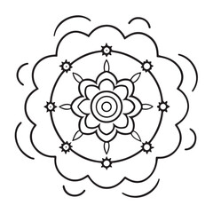 anti stress mandala coloring page, bold and easy mandala coloring page, mandala coloring page, line art, black and white illustration