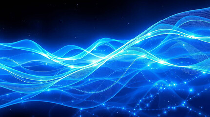 Abstract blue wave background with fractal light design and motion lines creates a textured 3d digital art wallpaper