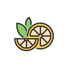 Vibrant Citrus Composition With Refreshing Green Leaves On Transparent Canvas