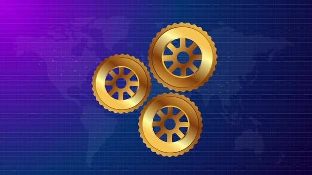 Gear cogs working together in sync rotating symbol cooperation collaboration between country international global partnership