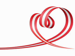Austrian flag heart shaped ribbon. Vector illustration.