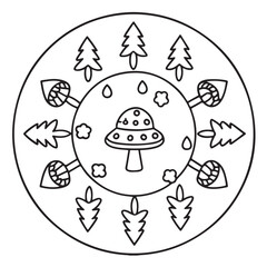 anti stress mandala coloring page, bold and easy mandala coloring page, mandala coloring page, line art, black and white illustration